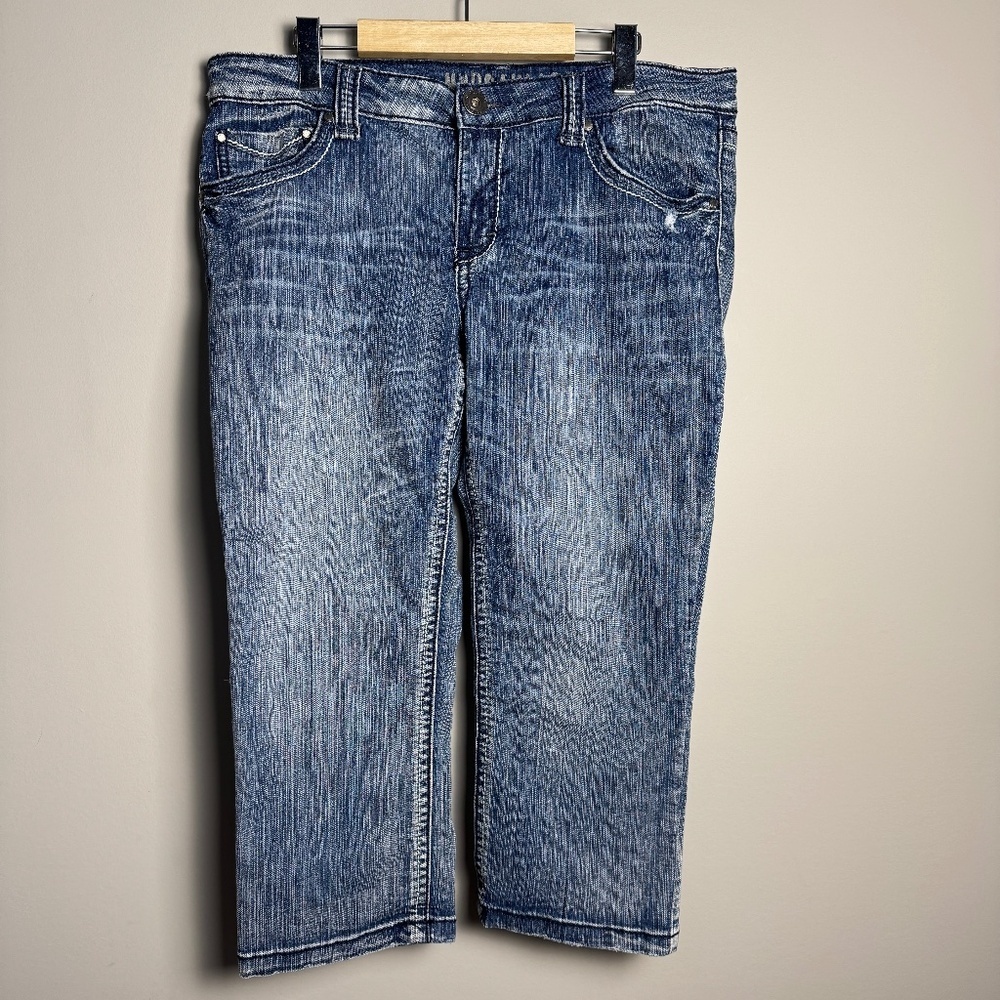 HYDRAULIC Vintage Denim Women's Distressed Cropped Blue Jeans‎ Size Tag: 17/18